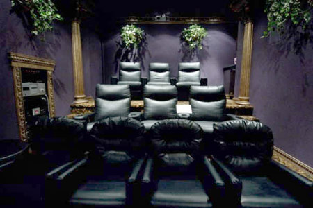 Private cinema room with leather reclining seats